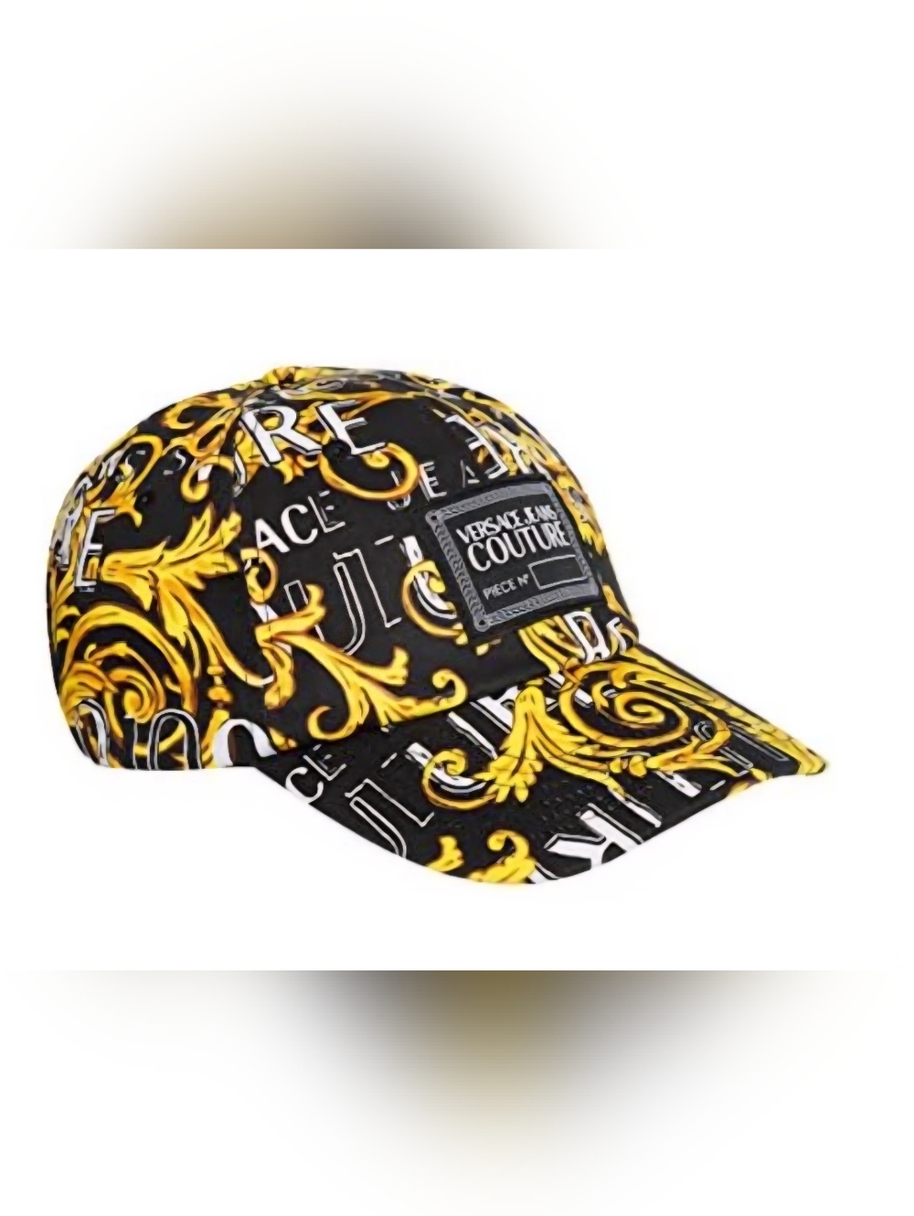 Versace Jeans Collection Black Cap with Gold Baroque Motif